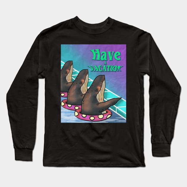 Whale in the pool Long Sleeve T-Shirt by Translucia